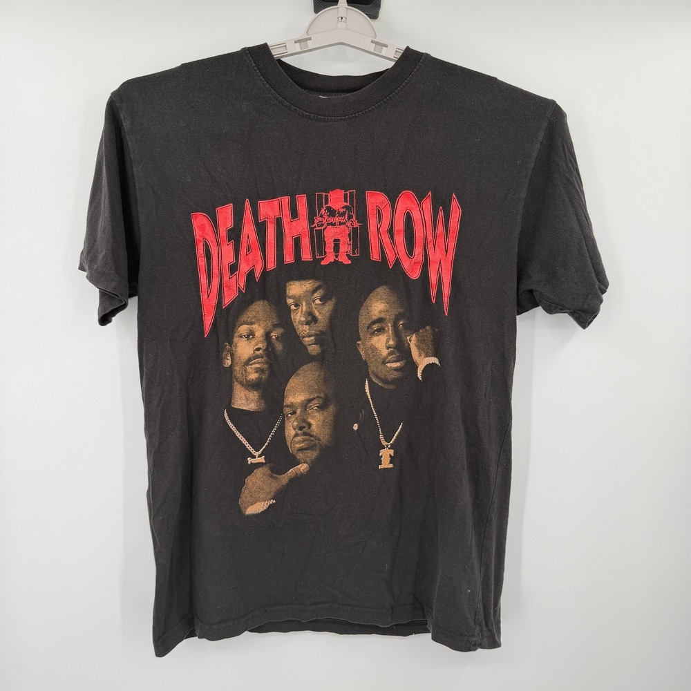 Vintage Death Row Records Snoop Dogg Dr Dre 2Pac Suge Knight Graphic Tee Black M